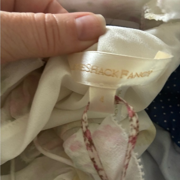 LoveShackFancy White Floral Ruffle Maxi Dress with Pink & Yellow Accents - Picture 5 of 6